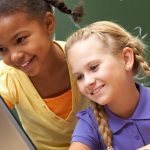 Elementary school students learning math