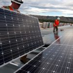 Large solar panel installation on rooftop