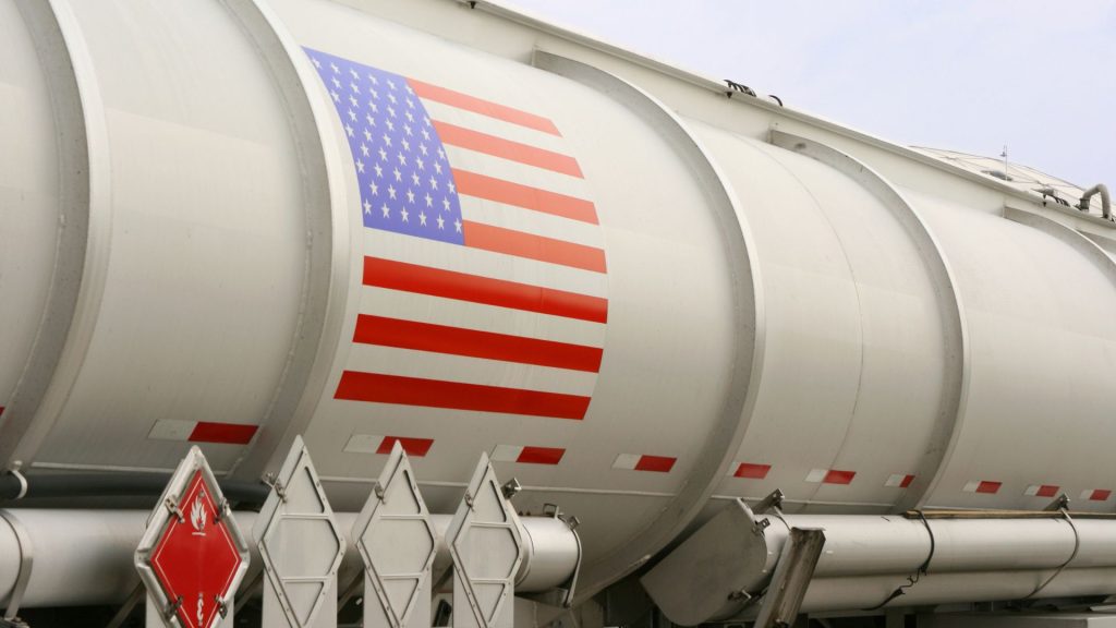 liquid transport pipe with US flag