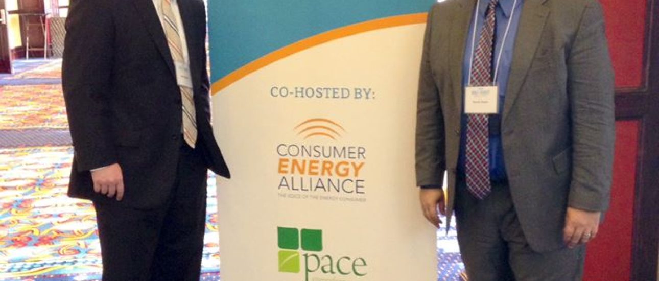 CEA-Florida Executive Director (right) readies for the Gulf Coast Energy Forum with event partner Lance Brown, Executive Director for PACE – Partnership for Affordable Clean Energy.