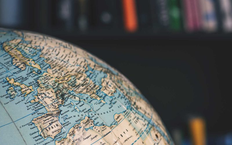 Close up on desktop globe