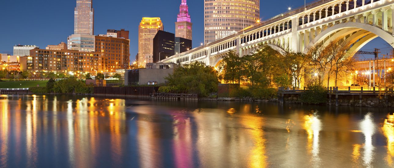 Cleveland Ohio in the evening