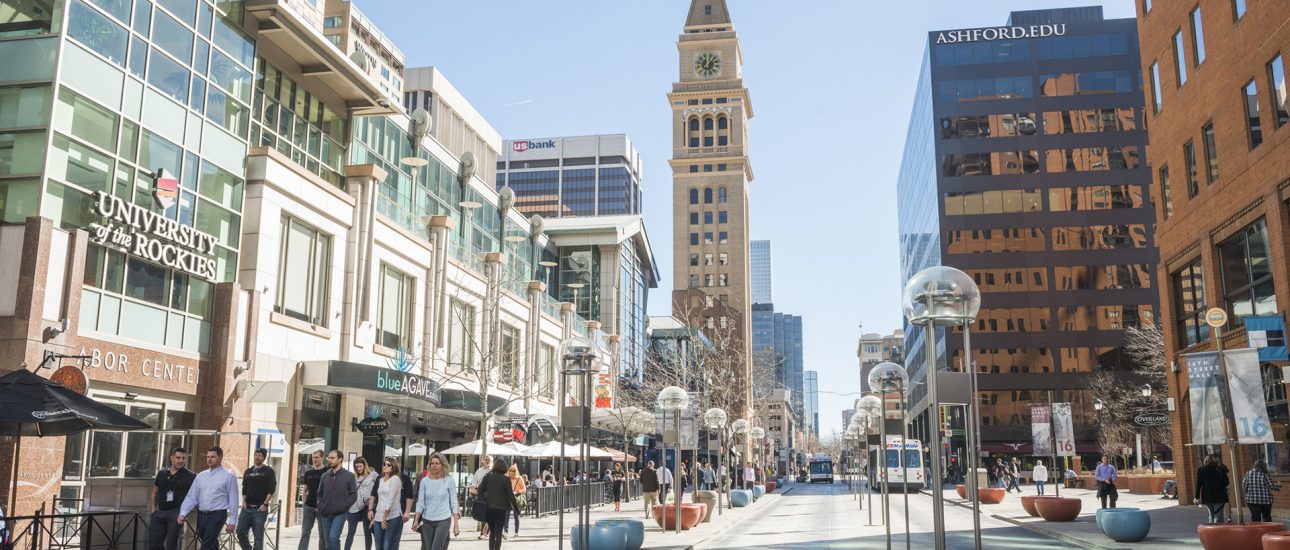 Urban Downtown Denver Colorado 16th Street Mall Tower