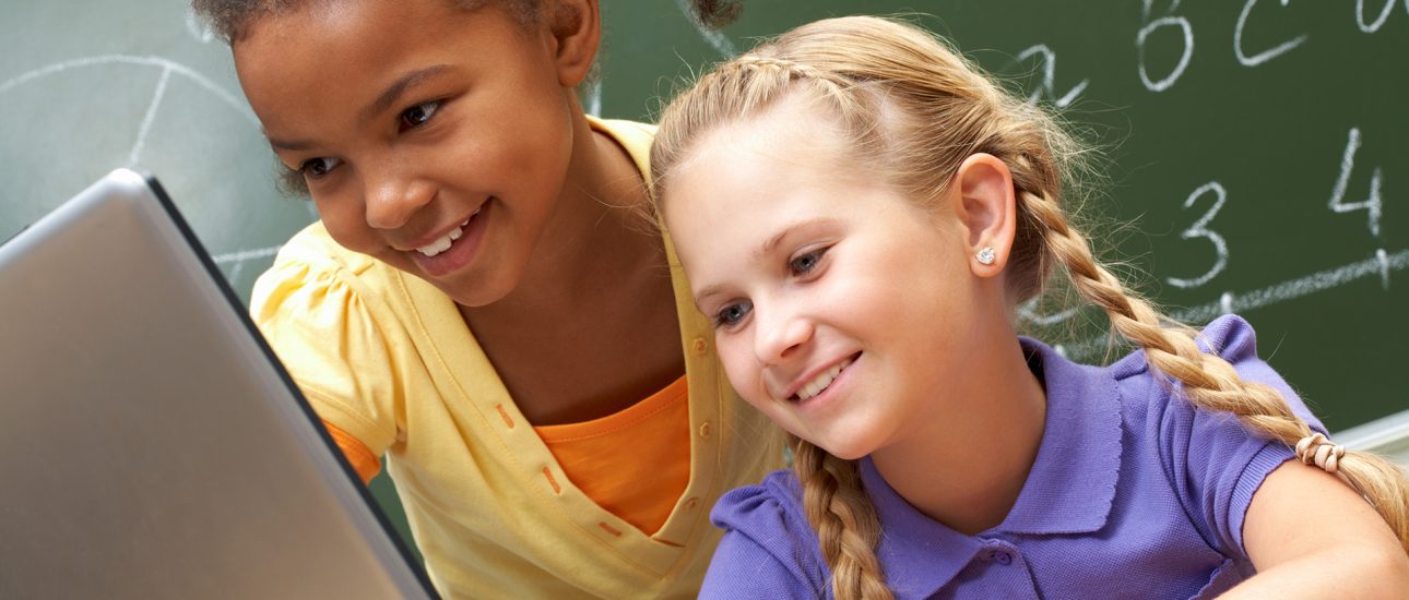 Elementary school students learning math