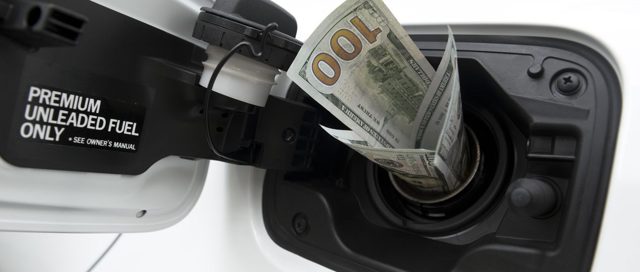 Money going into gas tank