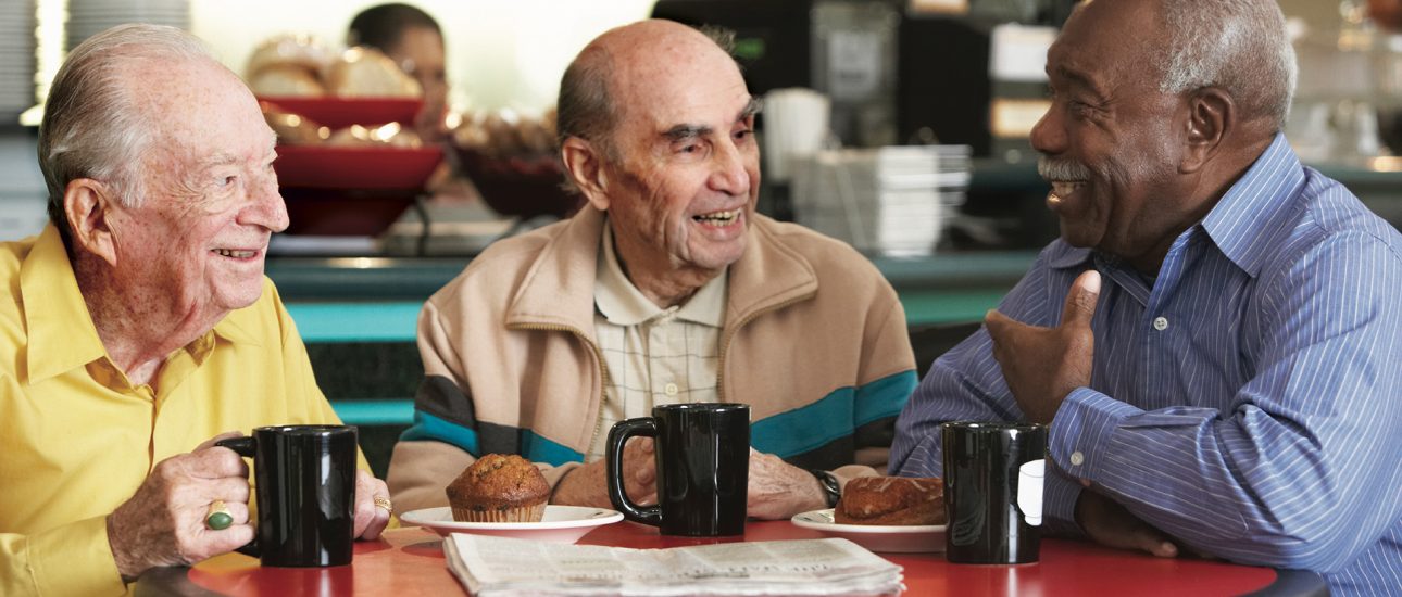 Senior citizens enjoying breakfast