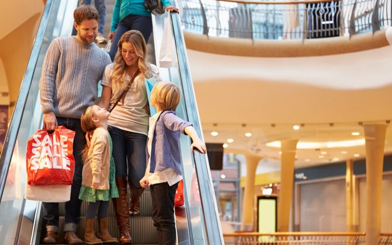 Family at shopping mall