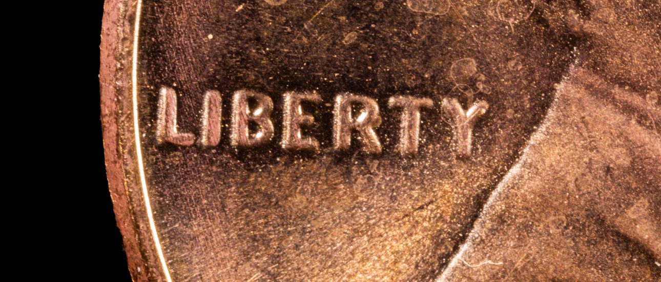 Zoomed in look at a copper penny