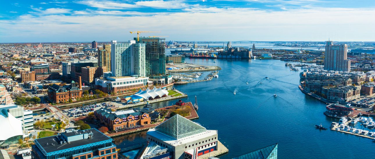 Baltimore Aerial with Patapsco River / Waterfront