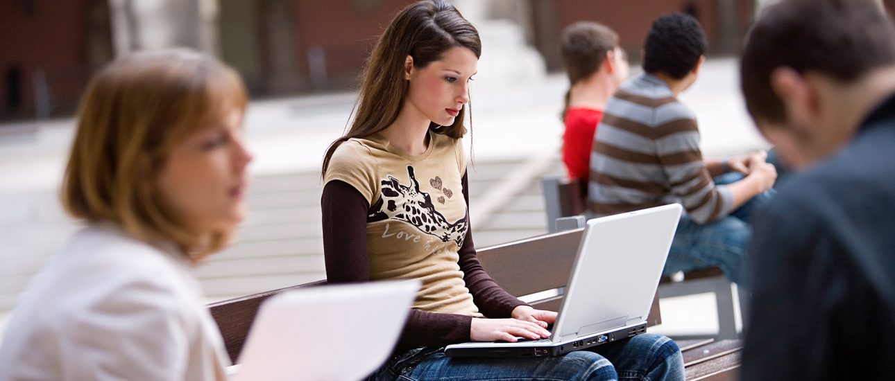 College students working