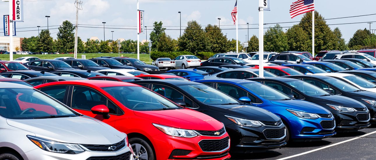 Cars on a dealer lot